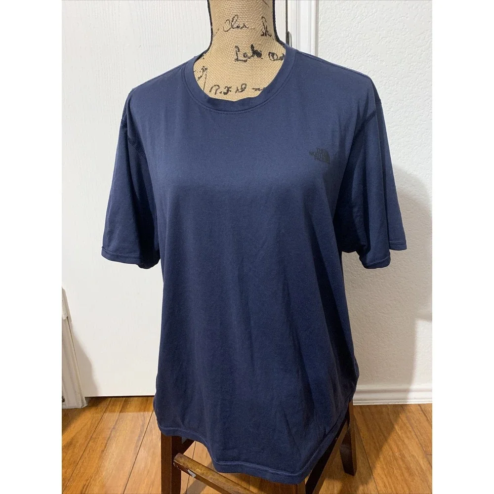 The North Face Men's XL Navy Blue T Shirt 100% Polyester Crew Neck